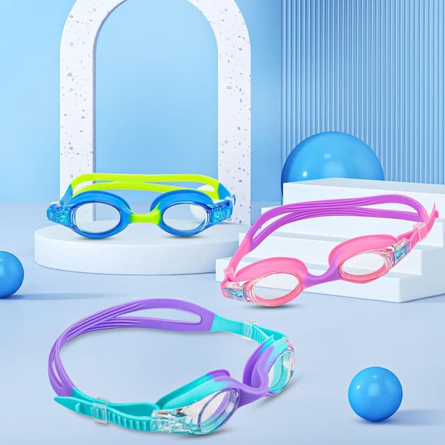 Detalle 2 de Mezere Kids Swimming Goggles (Age 6–14) Anti-Fog, UV Protection & No-Leak Fit