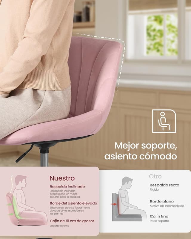 Thumbnail 3 de VASAGLE Taburete Tocador LJB160SA01 Rosa