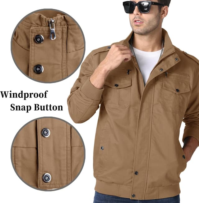 Detalle de KEFITEVD Herren Übergangsjacke mit Stehkragen