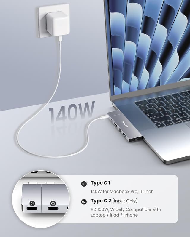 Thumbnail 6 de Vention MacBook USB Adapter 6-in-2 Hub