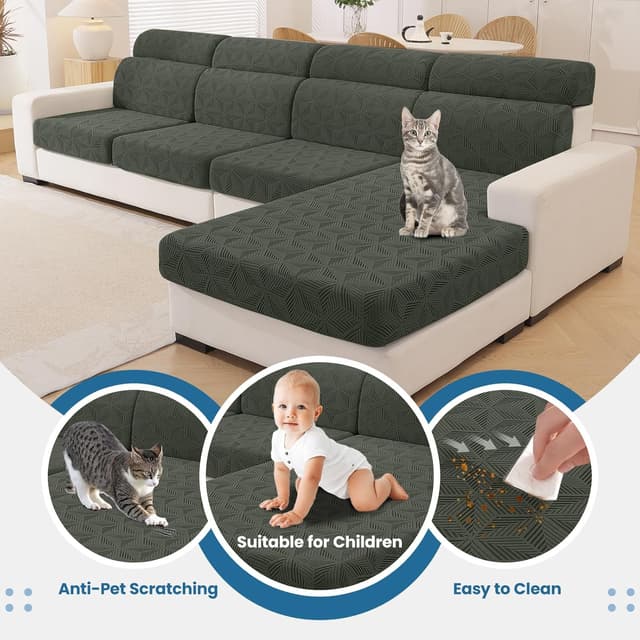 Thumbnail 6 de Ystyle copridivano elasticizzato per cuscini (3° posto) verde militare, copricuscini antigraffio e antiscivolo