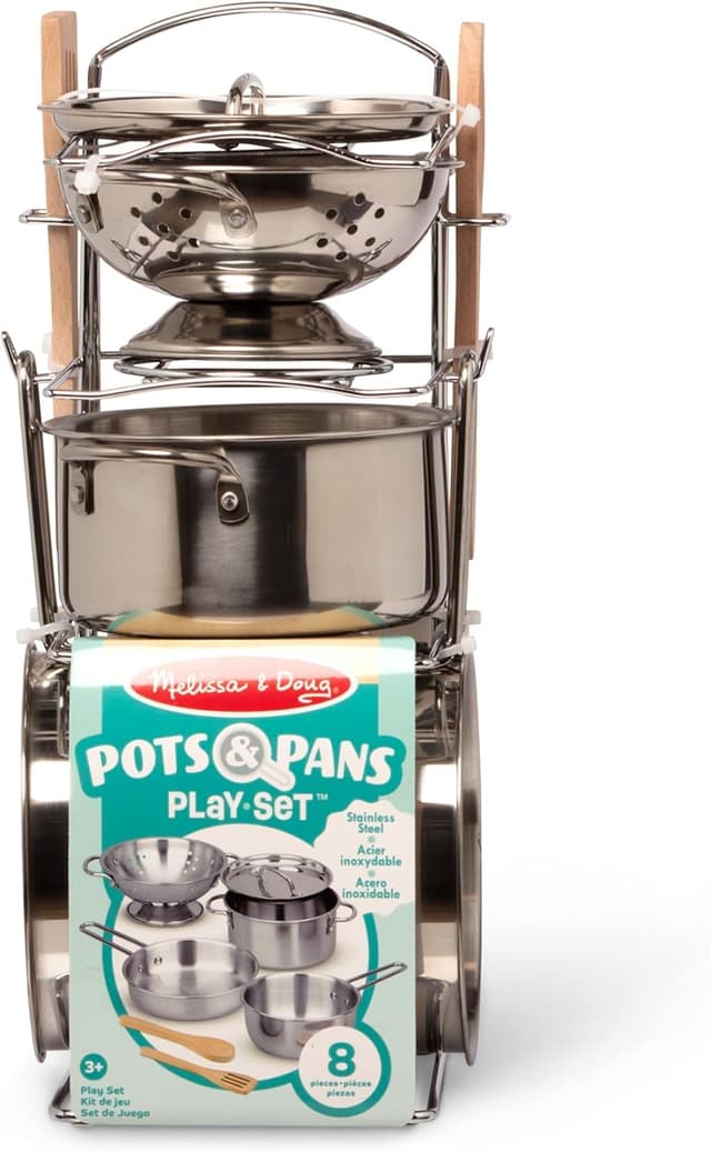Detalle de Kinderküchen-Topfset aus Edelstahl 8-teilig