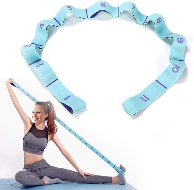 Detalle de DEHUB sangle d’exercice yoga à 11 anneaux avec boucles élastiques pour mobilité, Pilates, danse et fitness