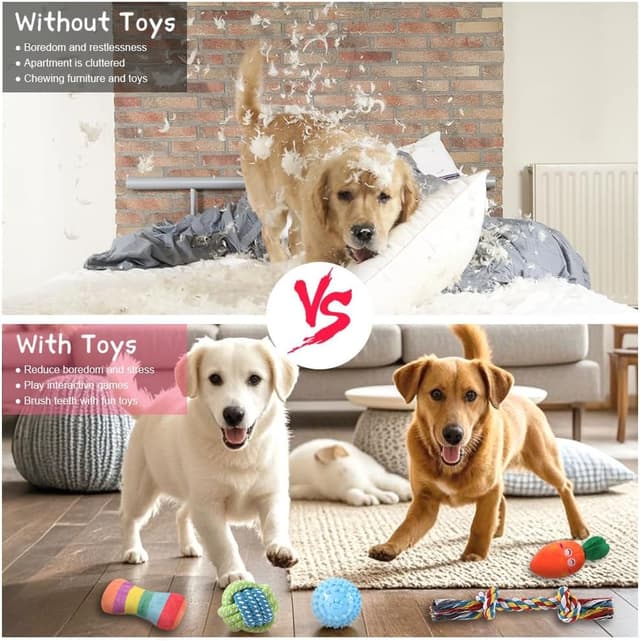 Detalle 2 de AMFUN 9 Pack Luxury Puppy Toys for Teething Small Dogs