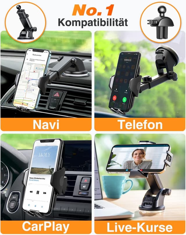 Thumbnail 6 de VANMASS Handyhalterung Auto 2026 Upgrade – super stabil mit Saugfuß & Lüftungsclip, 360° verstellbar