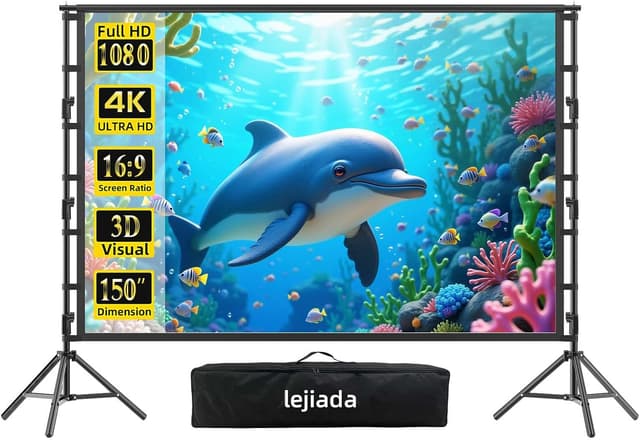 Detalle de Lejiada 150-inch Outdoor Projector Screen with Stand (4K HD, Anti-crease) for Garden, Camping & Home Cinema