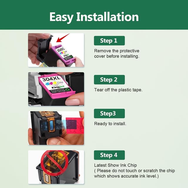 Thumbnail 6 de KINGJET 304XL Combo Pack (304 XL) Ink Cartridges for HP 304 — Black & Colour Replacement