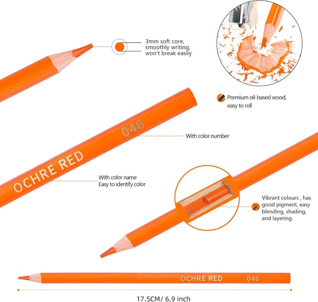 Detalle 2 de H & B Colouring Pencils 72-Piece Oil-Based Coloured Pencil Set with Colouring Book