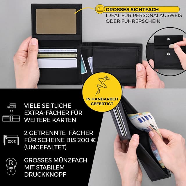 Thumbnail 3 de RUTAKO Leder Geldbörse Herren RFID-Brieftasche