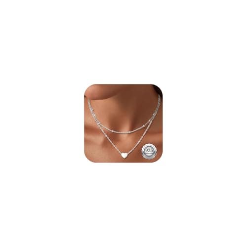 Detalle de Kenivira collar de plata de ley 925 para mujer con colgante corazón