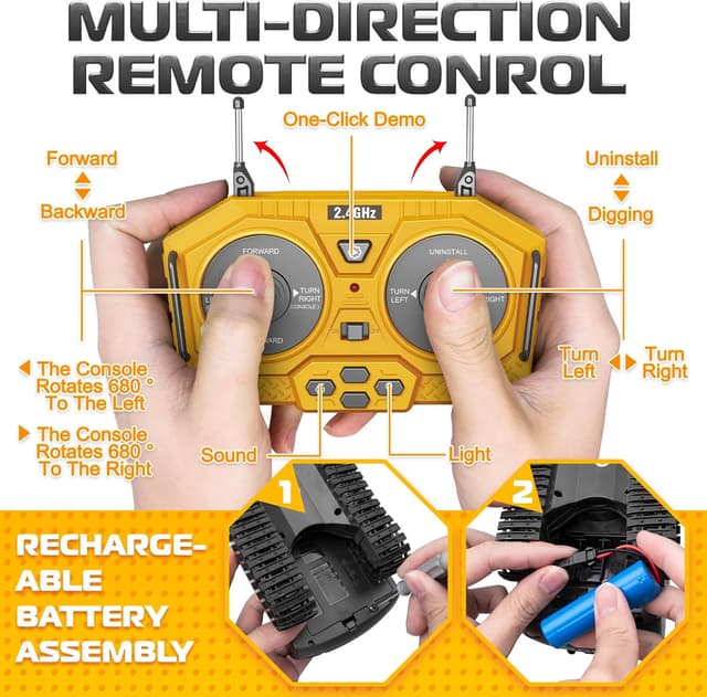 Thumbnail 6 de Samtop 1:20 Remote Control Excavator, 11‑Channel 🚜