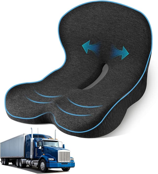 Detalle de jpinlr Truck Driver Seat Cushion (Memory Foam, L-Shaped Ergonomic Support) for Office Chairs and Long Sitting