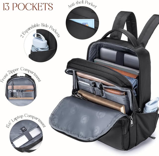 Detalle de BAGZY 40x30x15cm underseat cabin bag backpack with 15.6-inch laptop sleeve (waterproof Oxford) – Beige