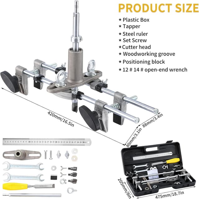 Detalle 2 de Door Lock Mortiser Kit with Lock Fitting Jig and Tungsten Steel Cutters (18mm, 22mm, 25mm)