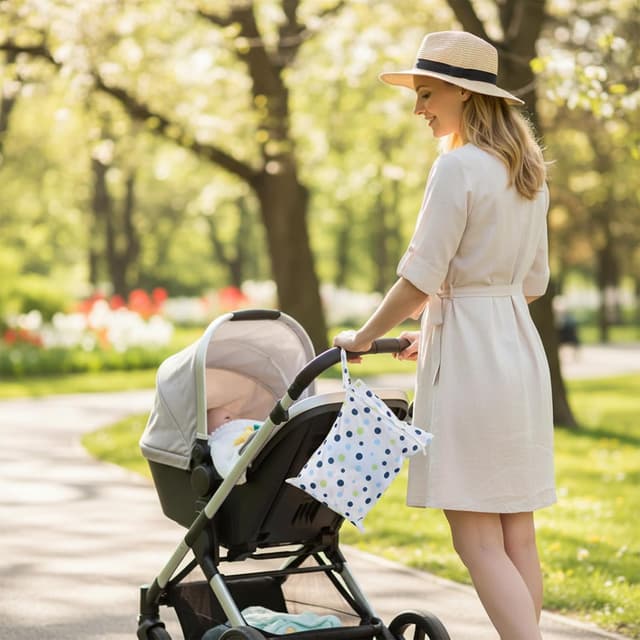 Thumbnail 6 de Culinavog 2-piece waterproof wet bag (30 x 40 cm) with handle and zip for nappy storage, travel & gym – Pink and Blue