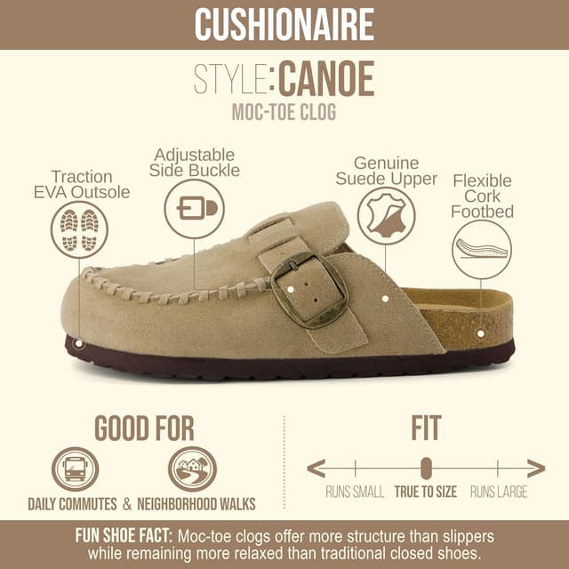 Detalle 2 de CUSHIONAIRE Canoe Genuine Suede Clogs for Women