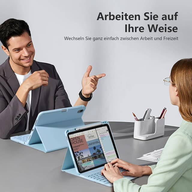 Thumbnail 6 de drivego Hülle mit Tastatur für iPad 11. und 10. Generation (A16/A10) mit 7-farbiger Beleuchtung, Magnet-Tastatur und Stifthalter