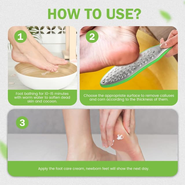 Detalle de BEZOX Heavy Duty Stainless Steel Full Body Foot File (Green) – Double-Sided Pedicure Callus Remover