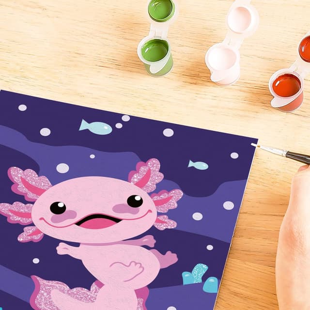 Detalle de Ravensburger CreArt Axolotl 7+ – Kit “dipingere con i numeri” con colori ad acqua e cornice
