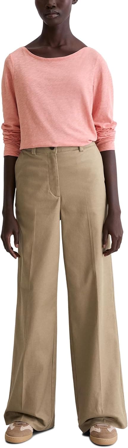 Detalle de Marc O'Polo Damen Langarmshirt aus Bio-Baumwolle mit U-Boot-Ausschnitt