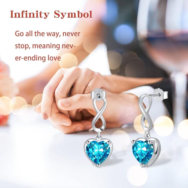 Detalle 2 de Qings Birthstone Infinity Stud Earrings