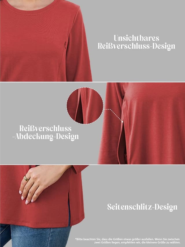 Detalle de Stillshirt-Set 3er Pack mit Reißverschluss