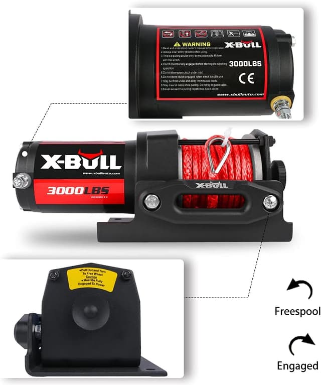 Thumbnail 6 de X-BULL 12V 3000LBS Electric Winch with Synthetic Rope, Wireless Remote & Mounting Bracket