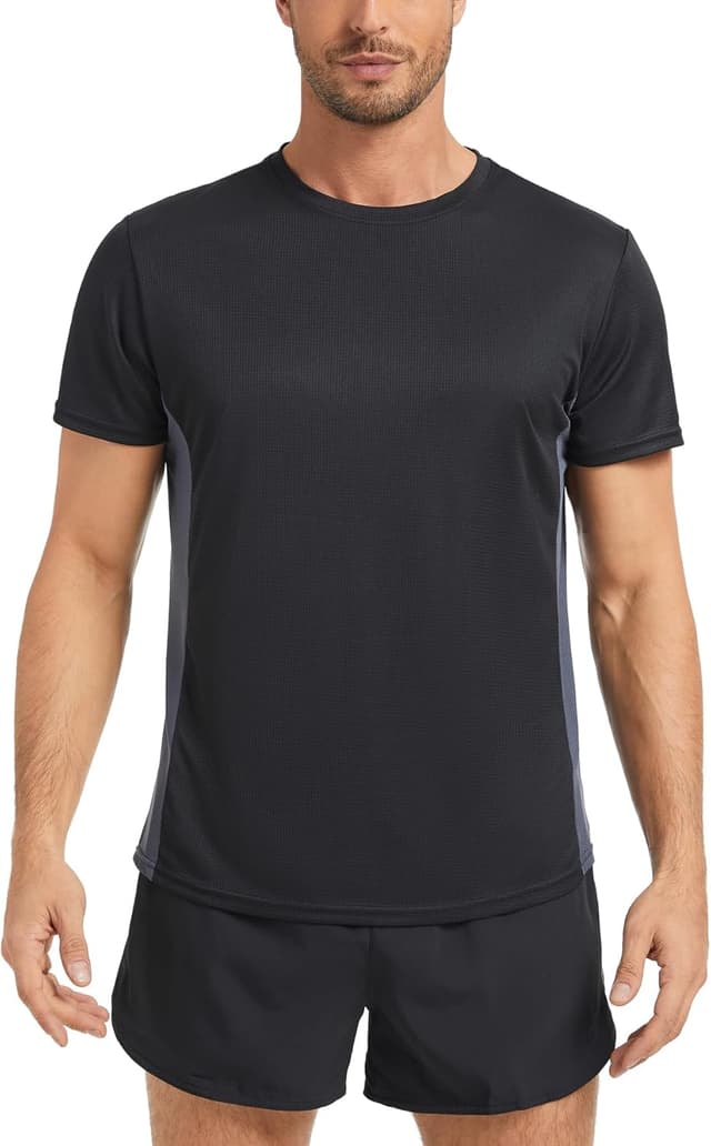 Detalle 2 de AMZSPORT confezione da 1/3/5 t-shirt sportive da uomo girocollo traspiranti a maniche corte