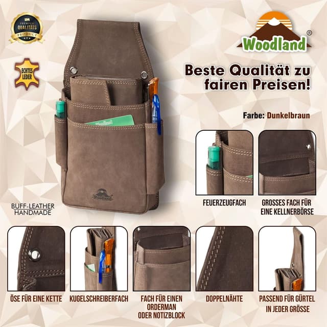 Thumbnail 5 de Woodland Kellnerbörse Holster Büffelleder Dunkelbraun