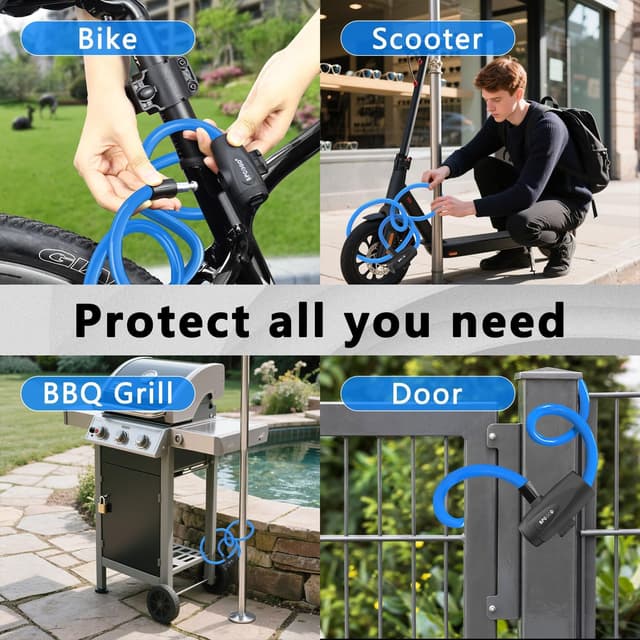 Thumbnail 6 de SPGOOD Spiralkabelschloss 120 cm / 12 mm – Sicherheitsstufe sehr hoch mit 2 Schlüsseln (blau)