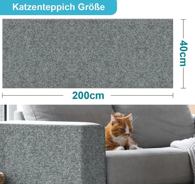 Detalle 2 de Katzen Kratzmatte Selbstklebend XXL 200Ă40 cm đŸ