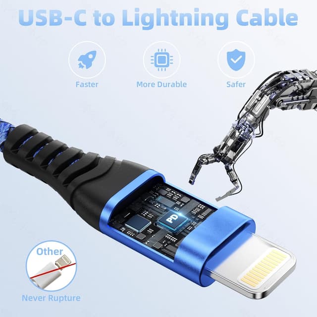 Detalle 2 de iPhone Charger 1.8m USB‑C to Lightning cable 3‑pack