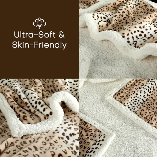 Thumbnail 2 de Beige Leopard Electric Heated Blanket 72x84"