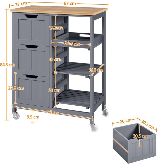 Detalle 2 de Yaheetech Carrito de Cocina 84,5 cm