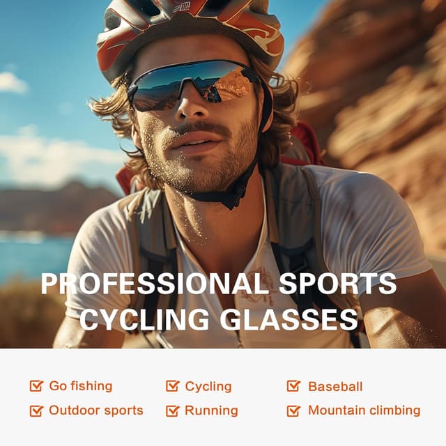 Detalle 2 de Polarised Cycling Glasses Sports Sunglasses for Men & Women (Wrap-Around Bike / MTB / Ski / Racing)