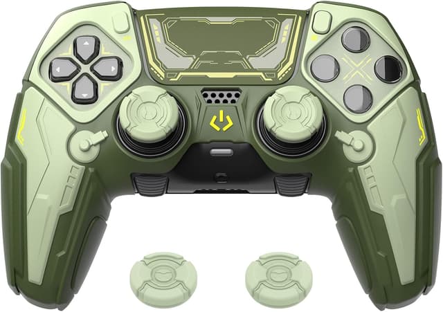 Detalle de playvital Silicone Cover Skin for PS5 Edge Controller (Stellar Mecha, Anti-slip) – Army Green & Sage Green