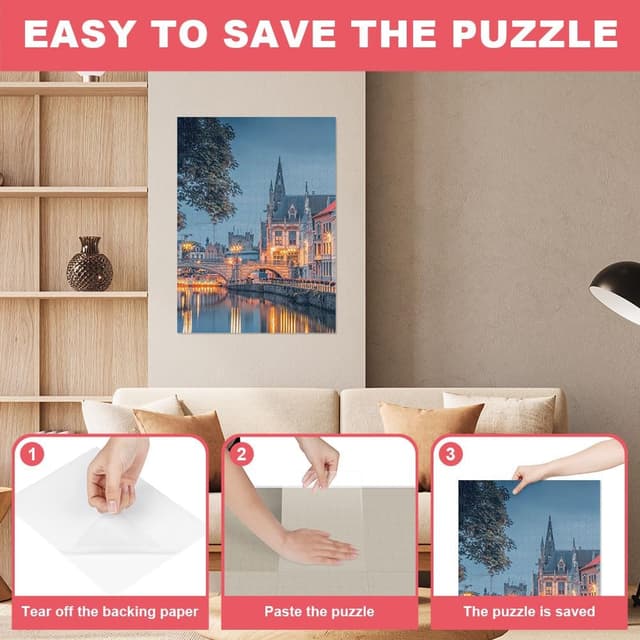 Detalle 2 de Ainiv Colle Puzzle : 32 feuilles adhésives transparentes (PET) pour préserver 4×1000 pièces