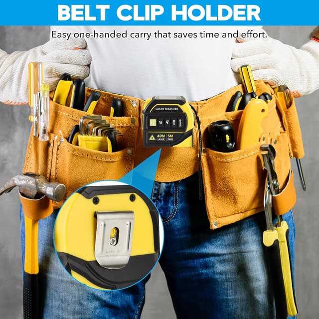 Thumbnail 6 de 4-in-1 Laser Tape Measure (Class 2) with 40m Laser Distance Meter, 5m Tape, Cross-Line Level & Dual-Axis Angle