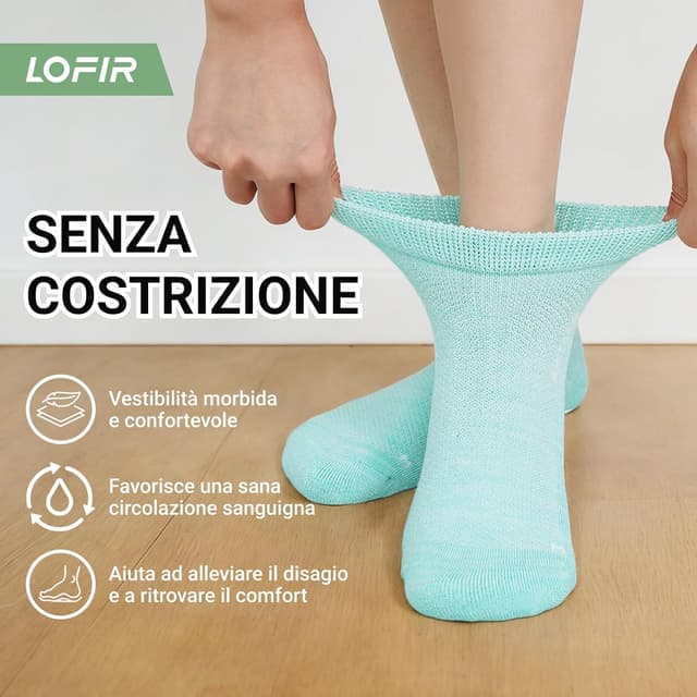 Detalle de LOFIR calzini donna antiscivolo in fibra di bambù per diabetici, senza elastico e senza cuciture (6 paia)
