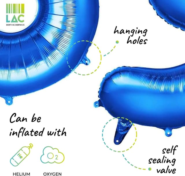 Thumbnail 2 de LAC Globo Numero 3 Azul 5 piezas y 3 blancas