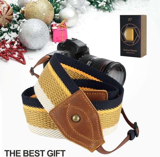 Thumbnail 6 de Padwa Lifestyle Camera Strap (2" wide) – Vintage Crazy Horse leather & cotton embroidered universal DSLR/SLR strap