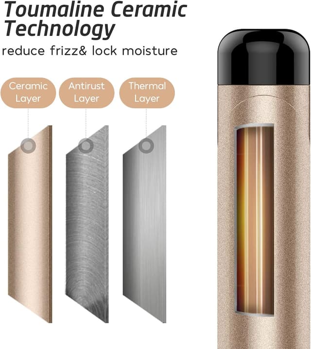 Detalle de Hoson 38mm Curling Tongs Large Barrel (1.5 inch) with Dual Voltage, Ceramic Tourmaline & LCD Display