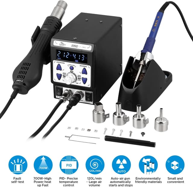 Detalle de Uten Stazione saldatura aria calda 899D-II per SMD (rialsdatura e dissaldatura) con accessori