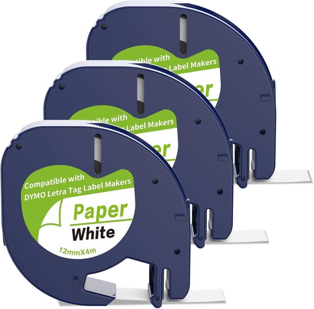 Detalle de Etikettenband 12 mm x 4 m kompatibel mit Dymo 📇