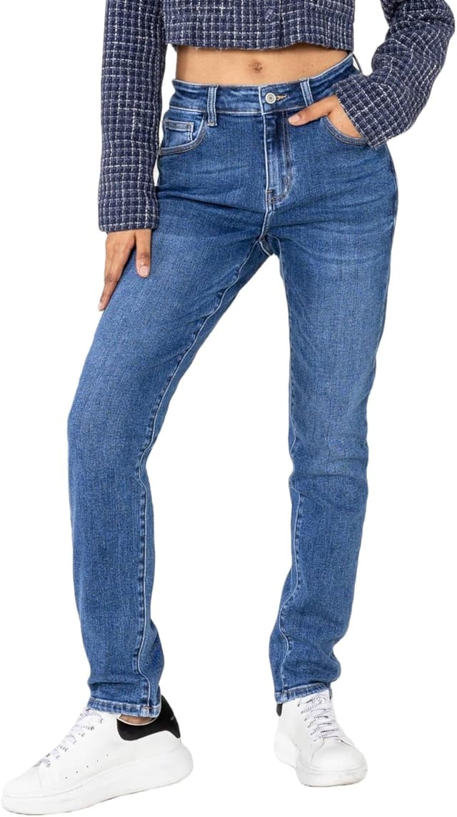 Detalle de Nina Carter YY305 Damen High-Waist Mom Jeans