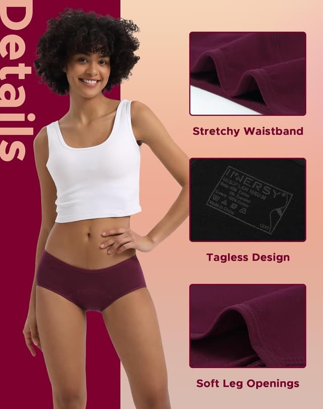 Detalle 2 de INNERSY Period Underwear 3-Pack hipster panties 🩲