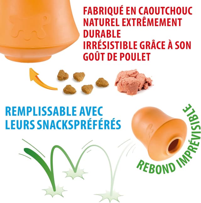 Detalle de Ferplast Crazy Bell : distributeur de croquettes ou friandises en caoutchouc naturel à mâcher (orange)