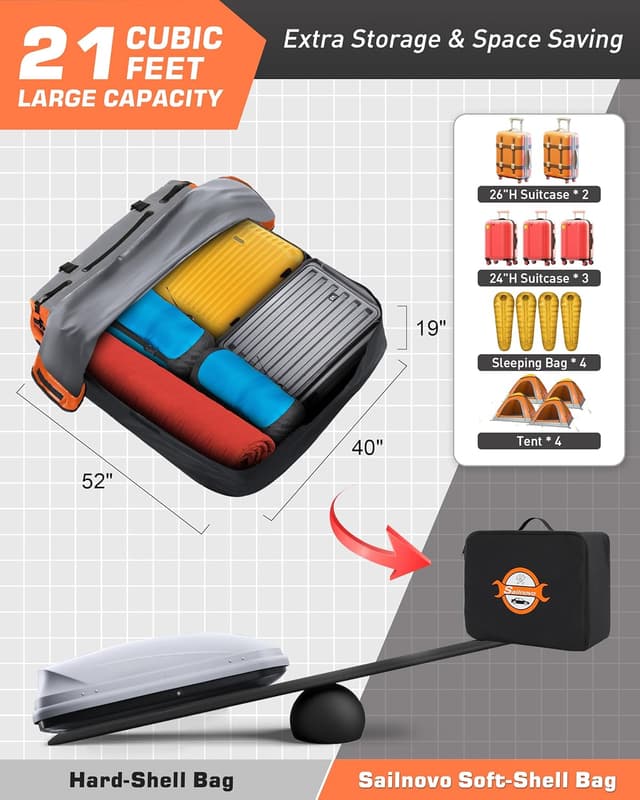 Thumbnail 3 de Sailnovo Rooftop Cargo Carrier Bag 21 Cubic
