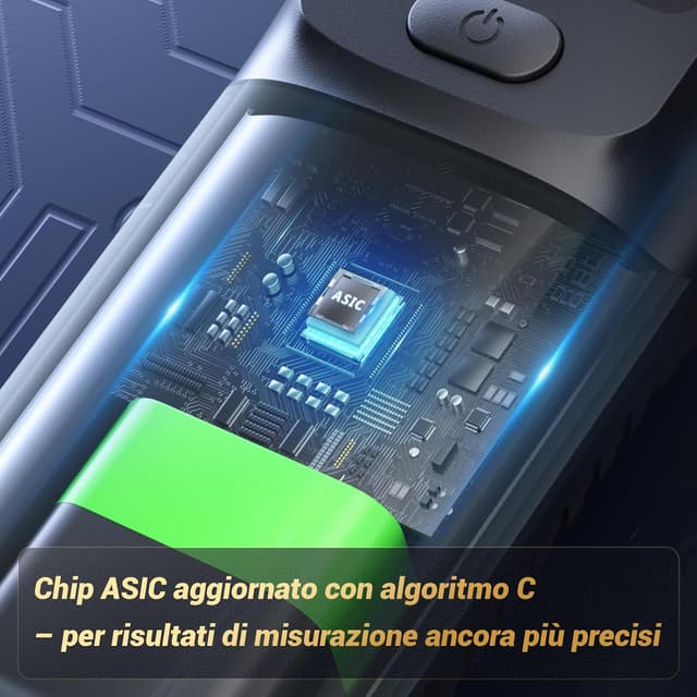 Detalle 2 de ELESKY Etilometro ricaricabile USB-C con LCD (test rapido, contatto/non contatto) e 10 bocchini