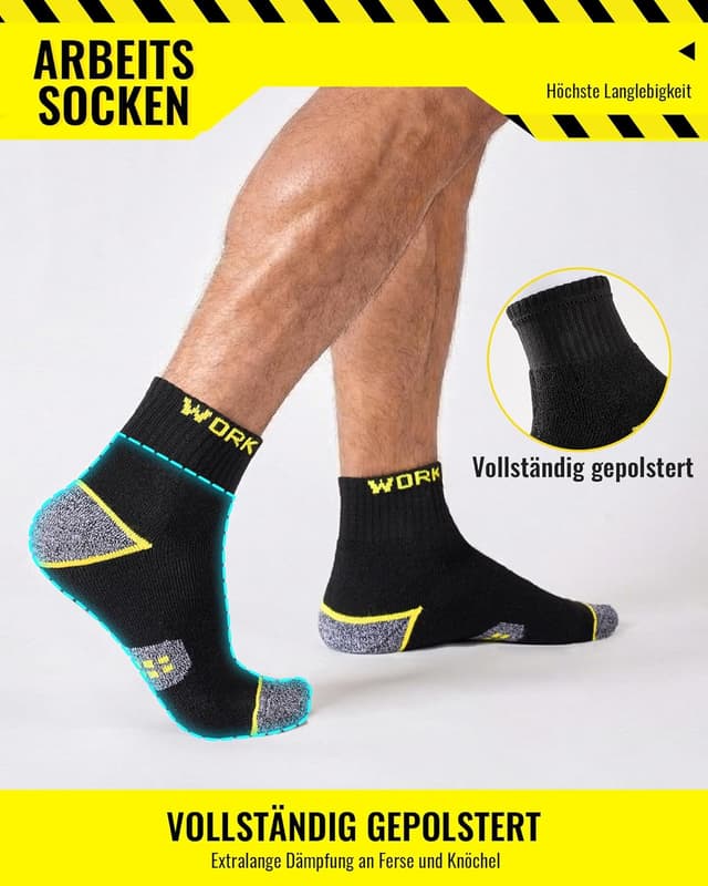 Detalle 2 de Effeet Calze da lavoro uomo (10 paia) con rinforzi su punta e tallone, traspiranti e imbottite